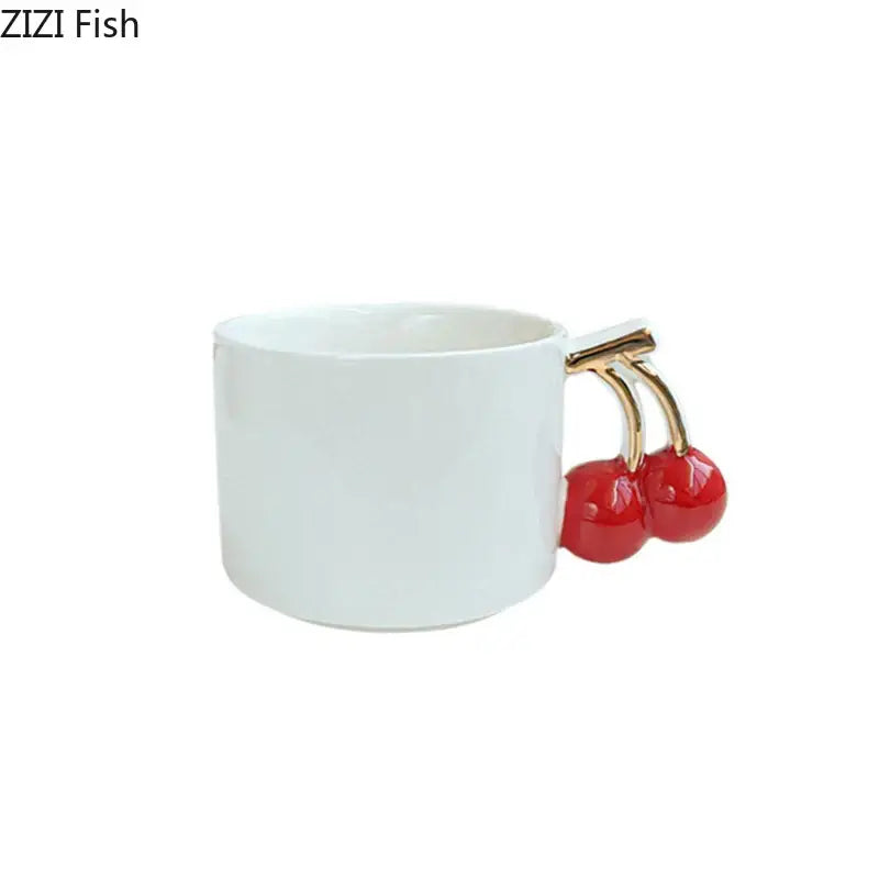 White Ceramic Cherry Mug