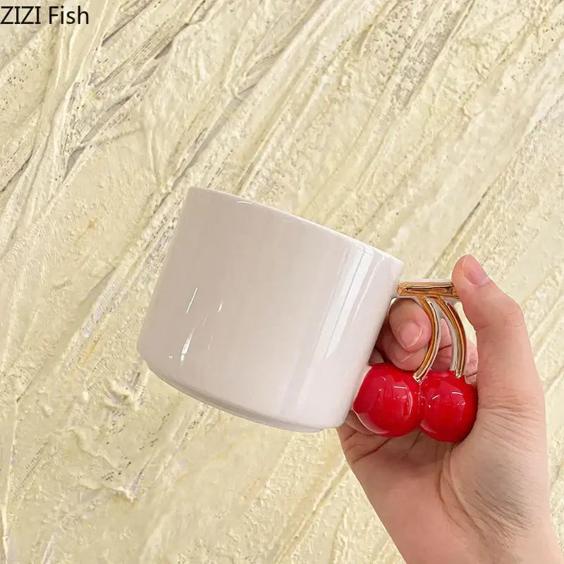 White Ceramic Cherry Mug