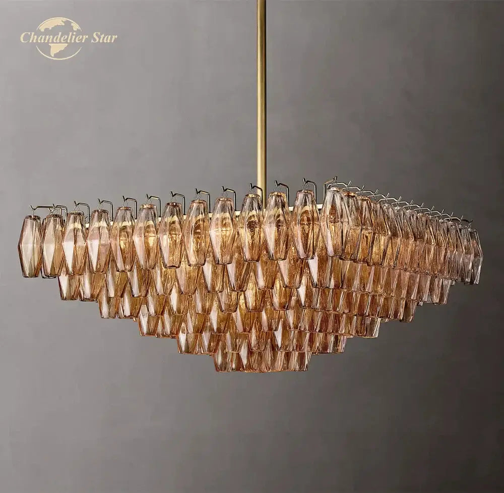 Amber Square Glass Chandelier