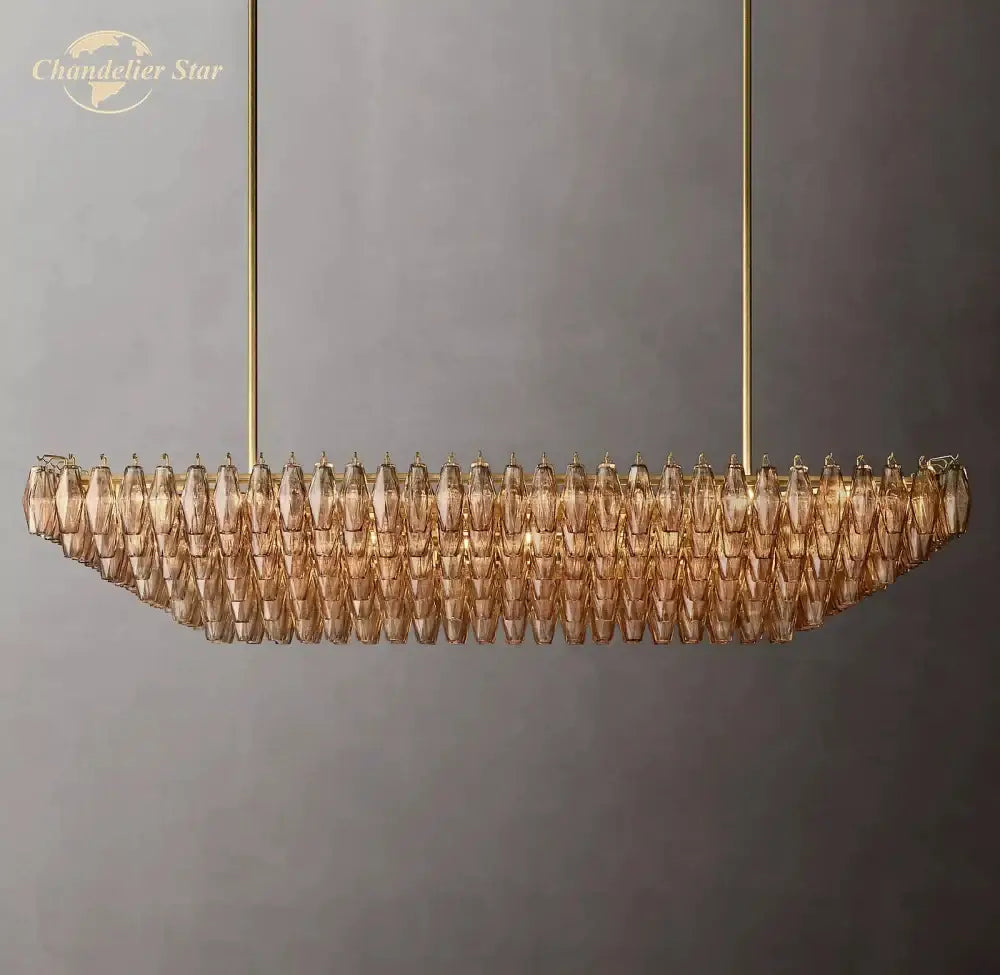 Brass Smoke Glass Chandelier