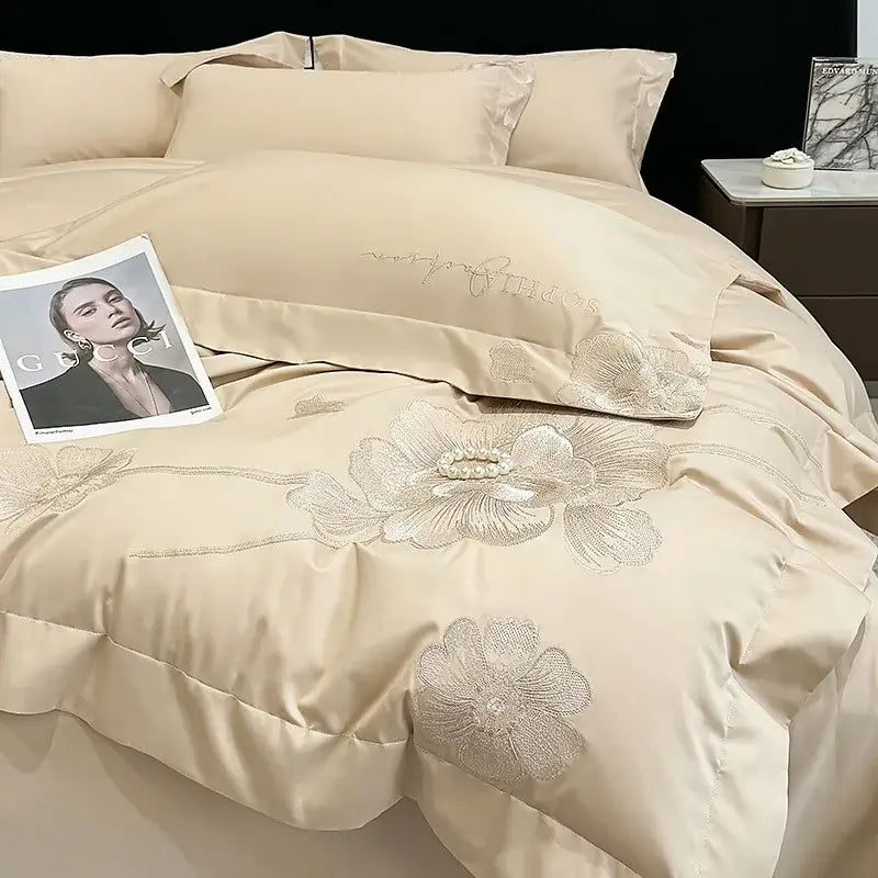 Light Blue Gold Bedding Set