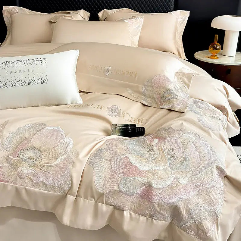 Light Blue Gold Bedding Set