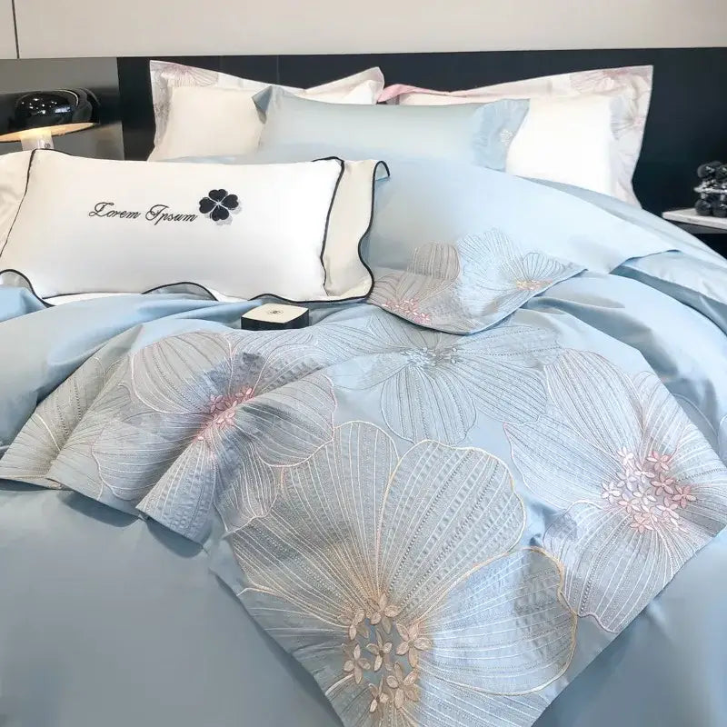 Light Blue Gold Bedding Set