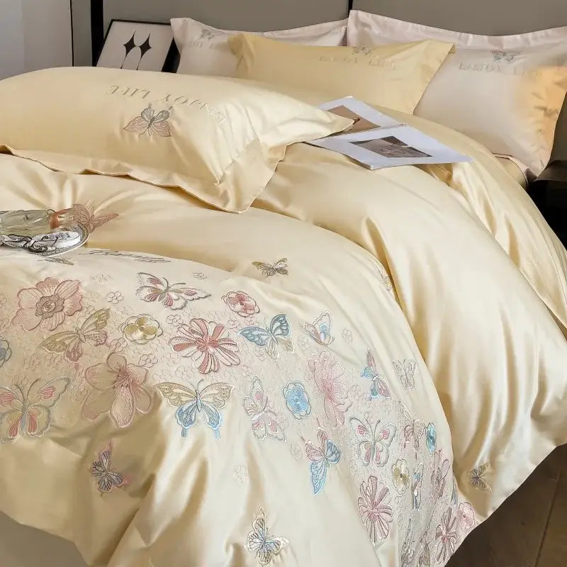 Light Blue Gold Bedding Set