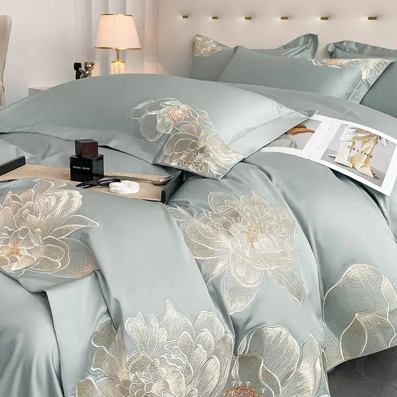 Light Blue Gold Bedding Set
