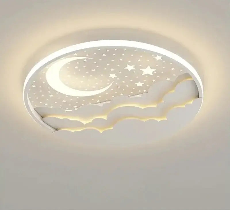 White LED Ceiling Lamp Moon Star Kids Design