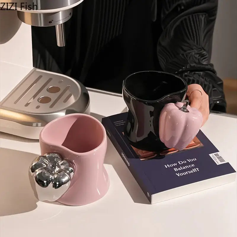 Black White Ceramic Mug Set 300ml