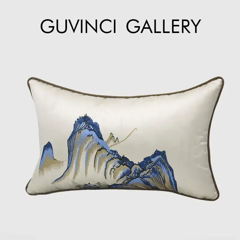 Cream Blue Lumbar Pillow