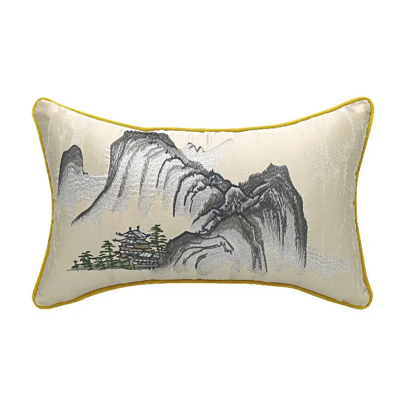 Cream Blue Lumbar Pillow