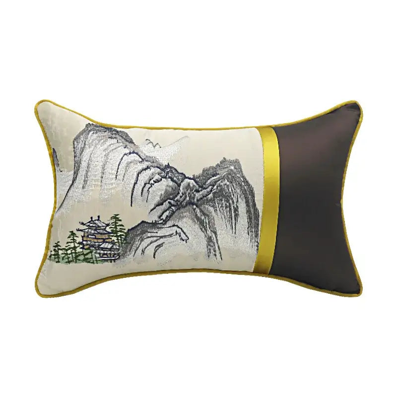 Cream Blue Lumbar Pillow
