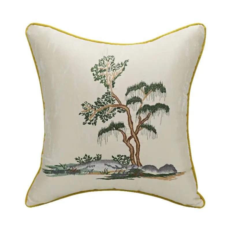 Cream Blue Lumbar Pillow