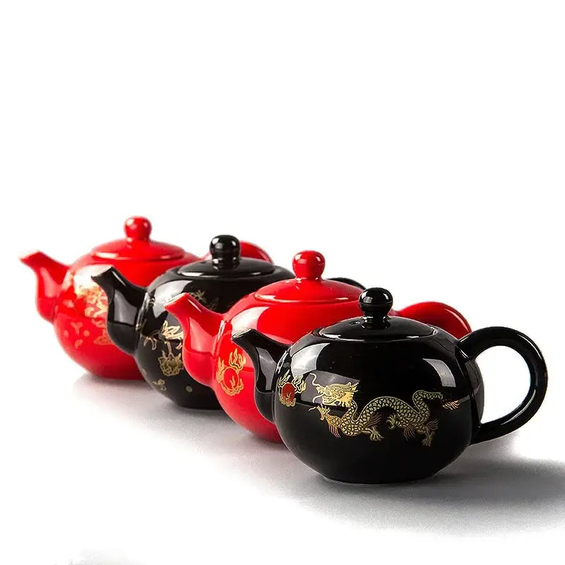 Red Dragon Ceramic Teapot Set