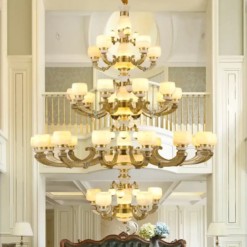 Gold Jade Glass Chandelier