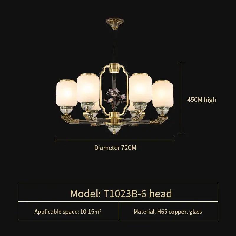 Brass Jade Chandelier