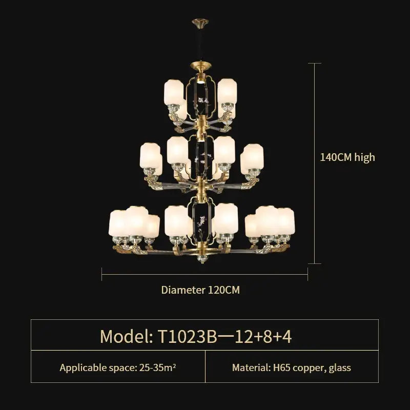 Brass Jade Chandelier