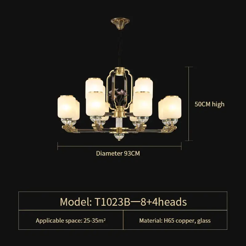 Brass Jade Chandelier