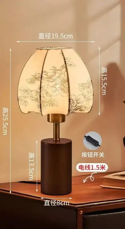 Gold Floral Bedside Lamp
