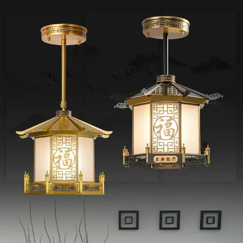 Golden Lantern Pendant Light