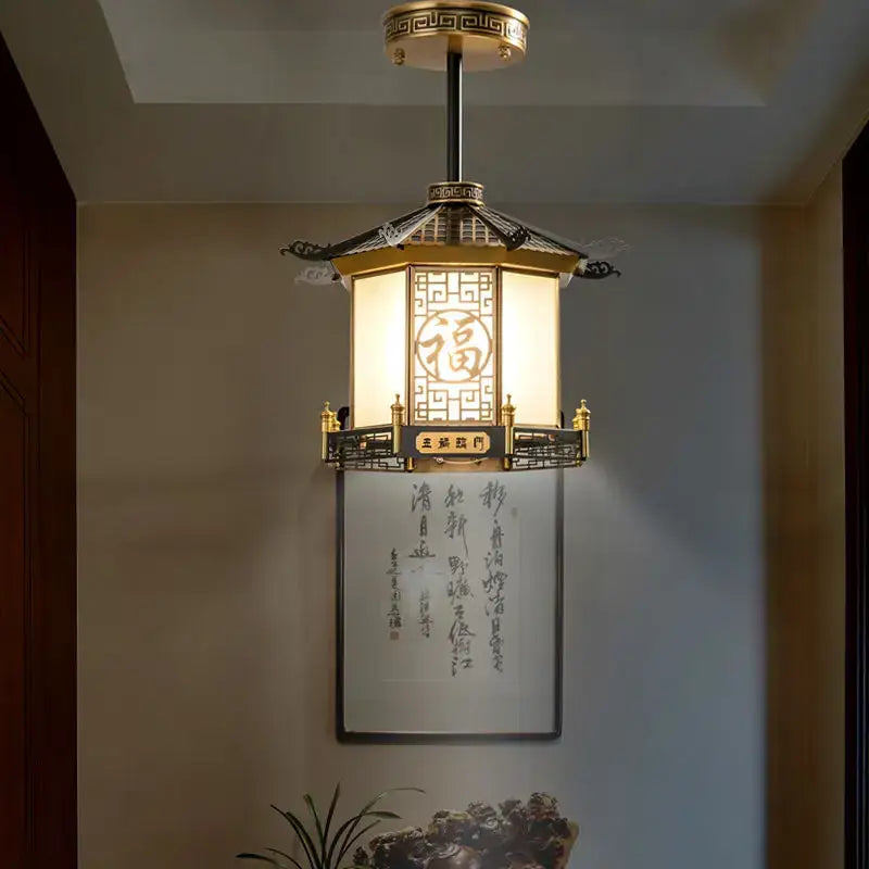 Golden Lantern Pendant Light