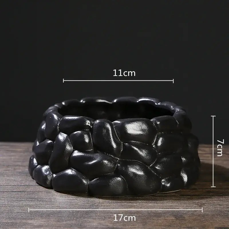 Black Ceramic Flowerpot Vase