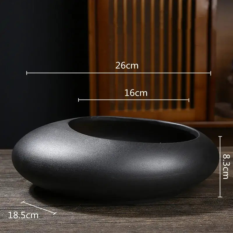 Black Ceramic Flowerpot Vase