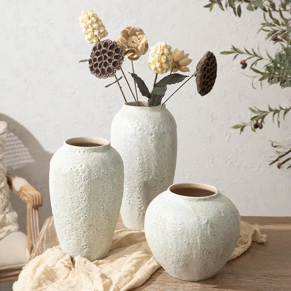 White Ceramic Vase Set