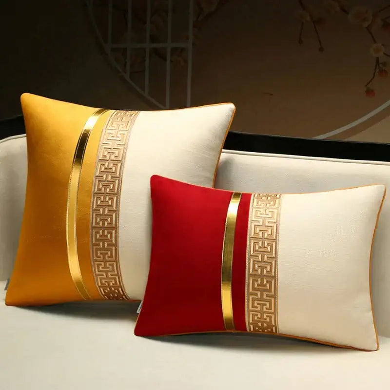 Red Golden Pillow Cover