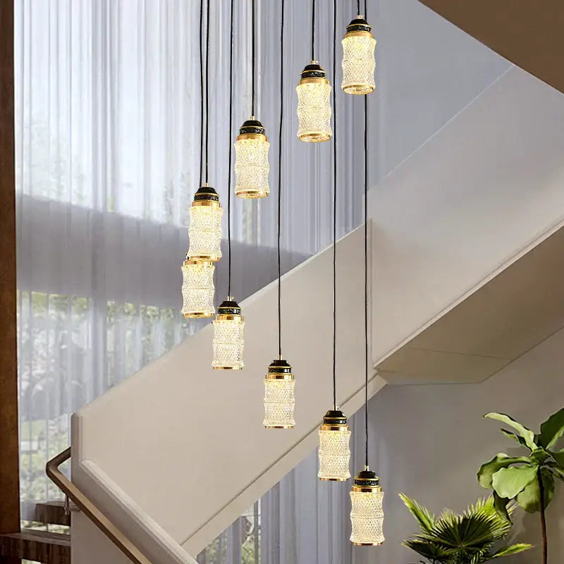 Black Spiral Glass Chandelier