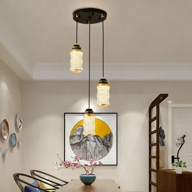 Black Spiral Glass Chandelier