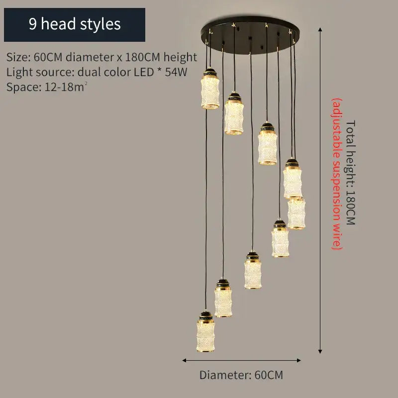 Black Spiral Glass Chandelier