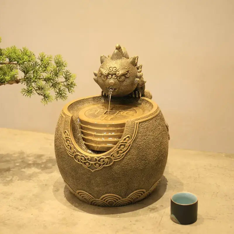 Gold Resin Wealth Fountain