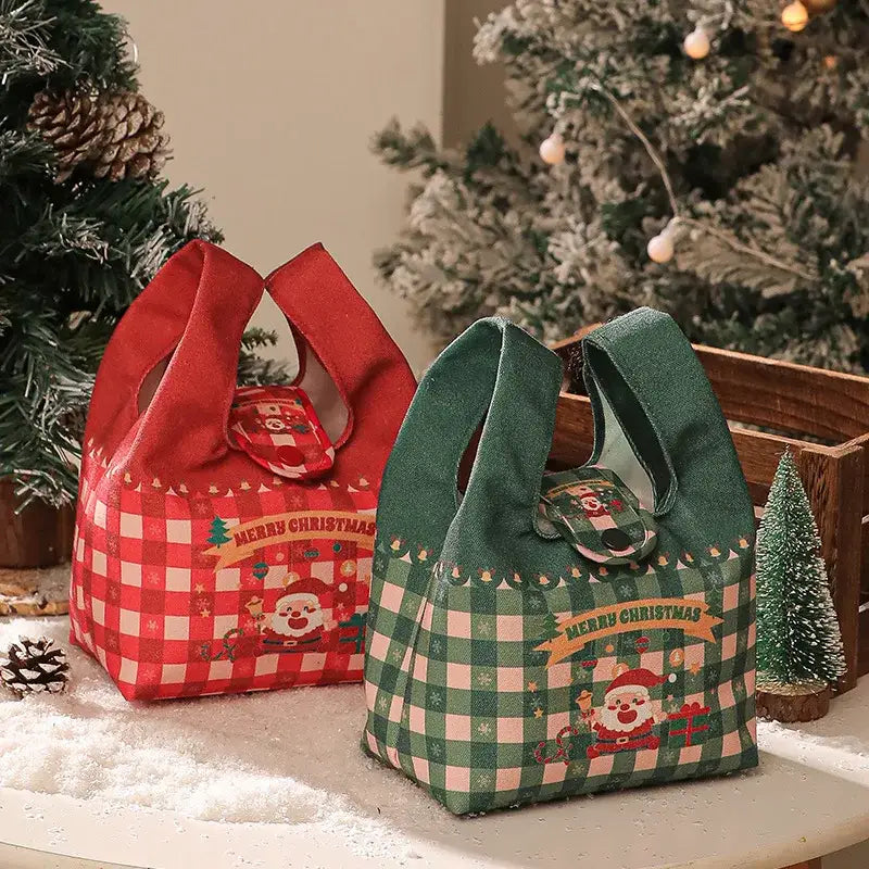 Red Checkered Santa Gift Bag