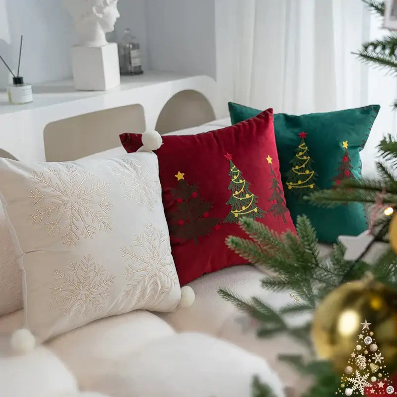 Red Christmas Cartoon Pillow