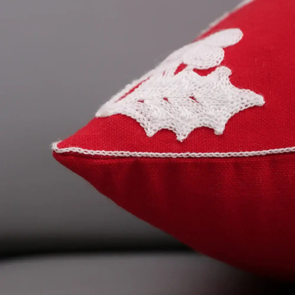 Red Deer Snowflake Cushion Cover
