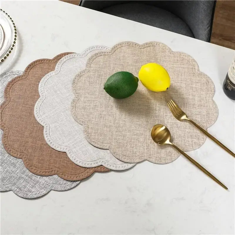 Beige Linen Scalloped Placemat