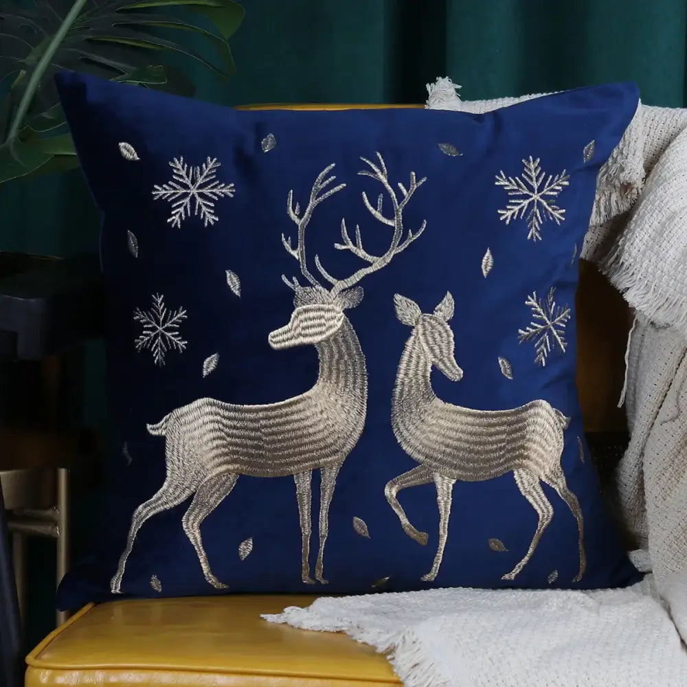 Navy Elk Cushion Cover
