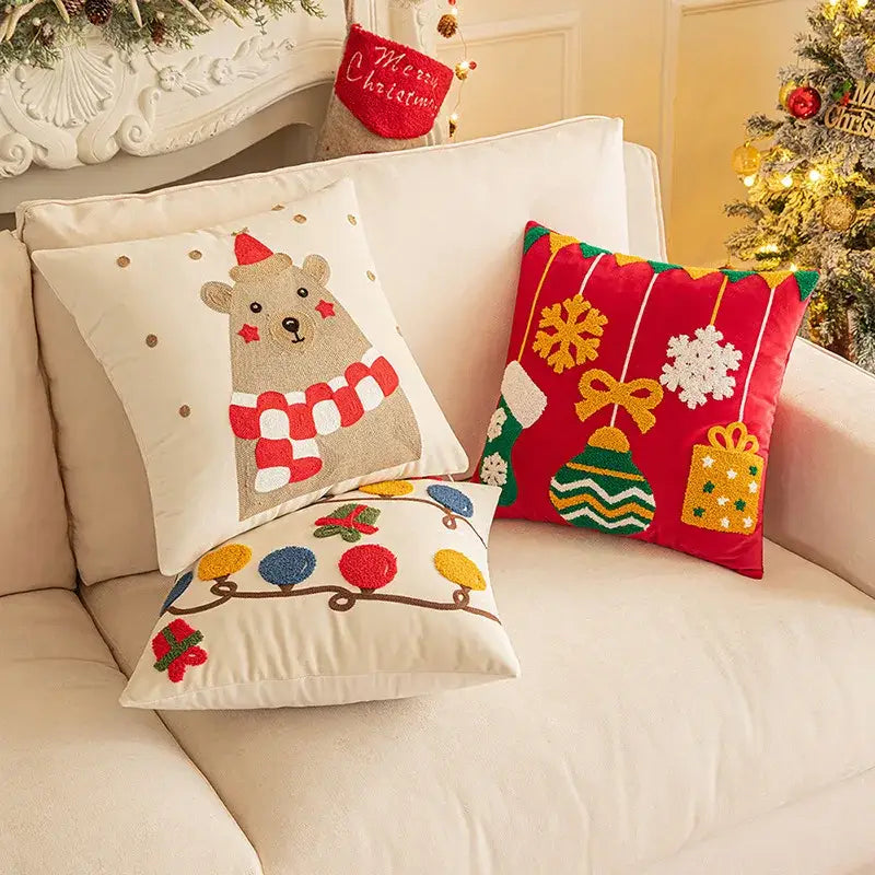 Red Geometric Holiday Pillow