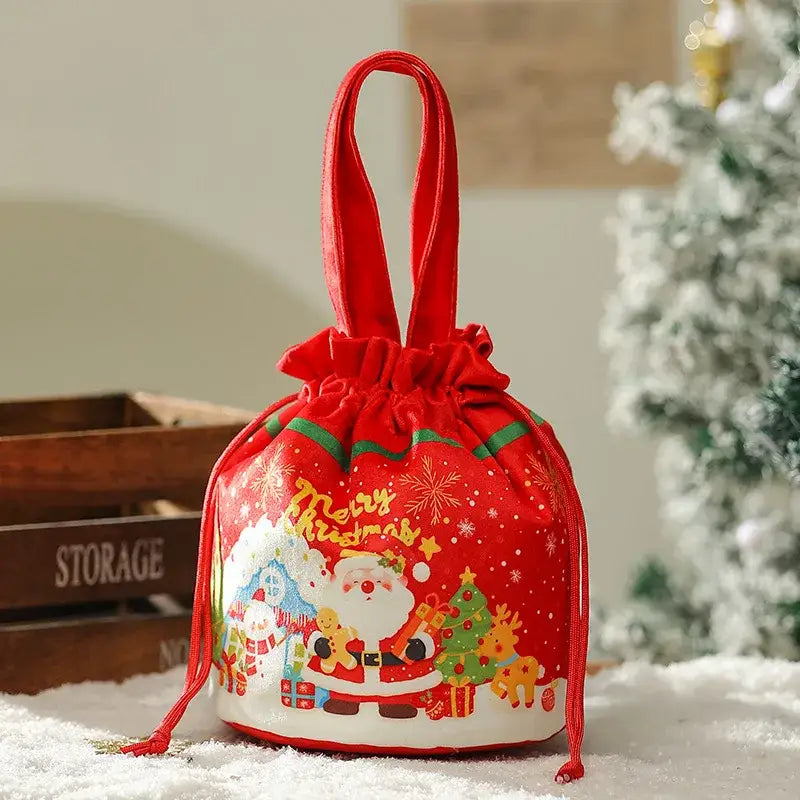 Green Santa Drawstring Bag