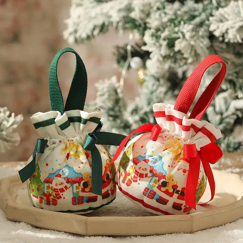 Green Santa Drawstring Bag