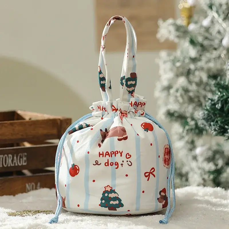 Green Santa Drawstring Bag