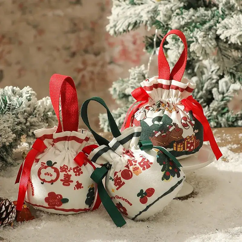 Green Santa Drawstring Bag