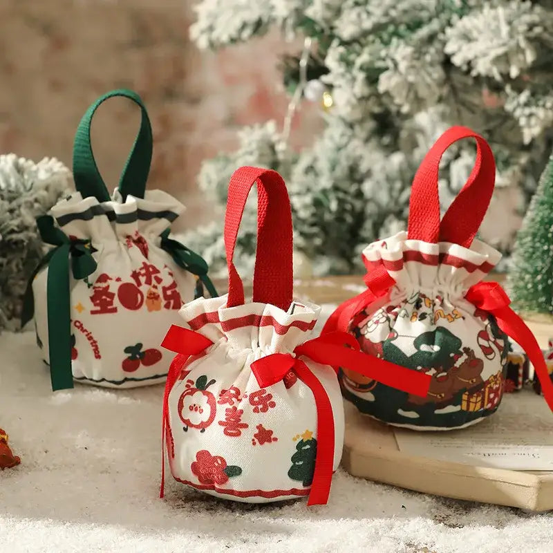 Green Santa Drawstring Bag