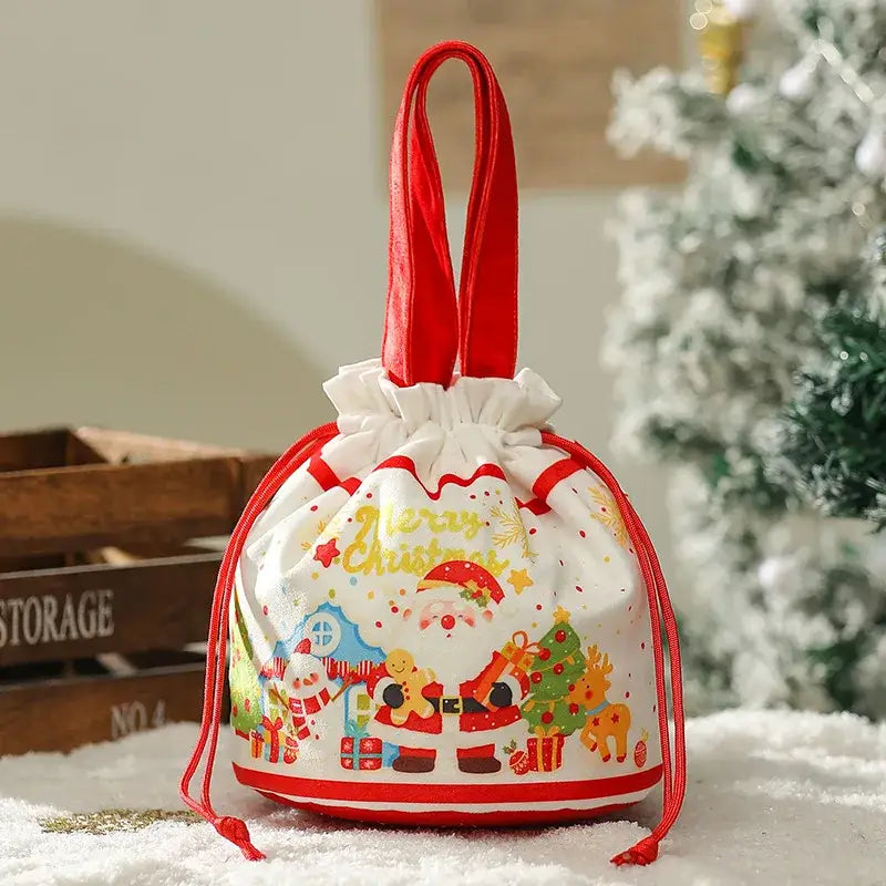 Green Santa Drawstring Bag
