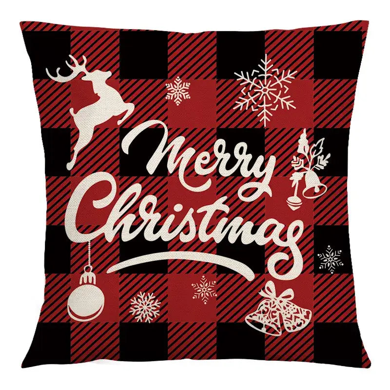 Plaid Christmas Linen Cushion