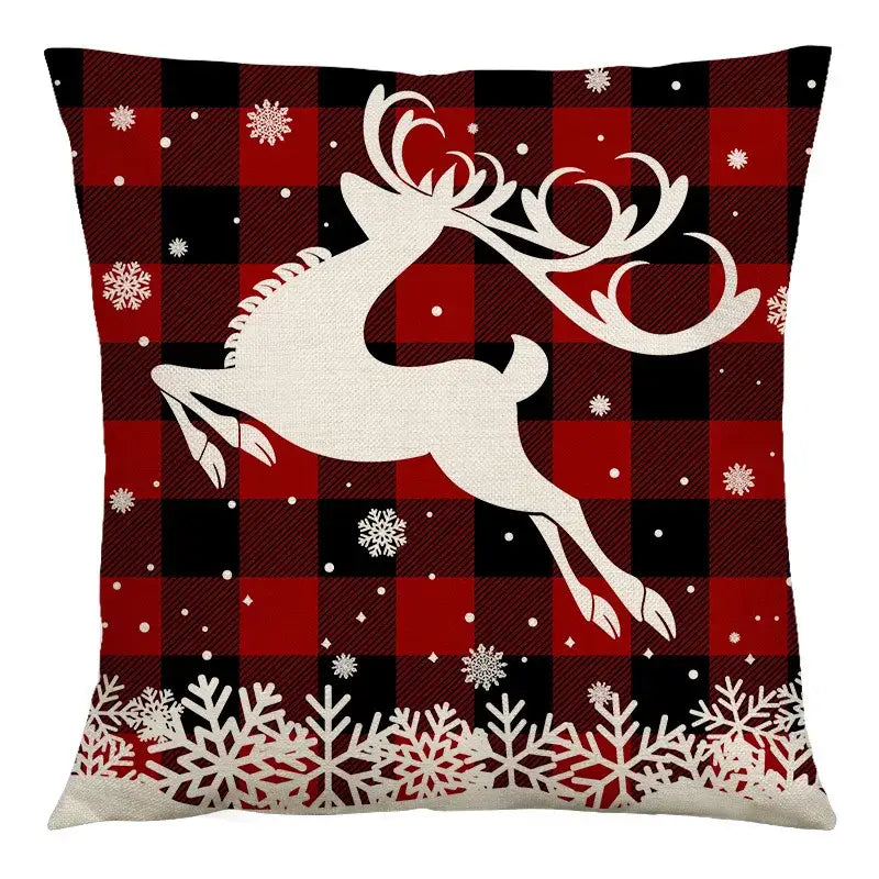 Plaid Christmas Linen Cushion