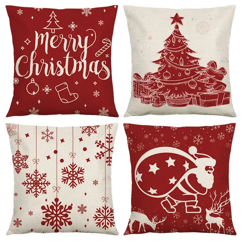 Plaid Christmas Linen Cushion