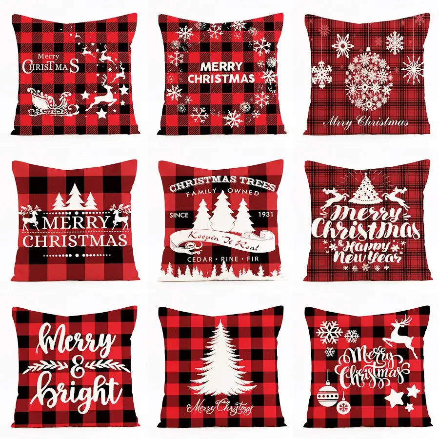 Plaid Christmas Linen Cushion