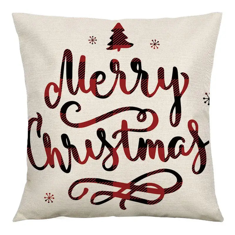 Plaid Christmas Linen Cushion