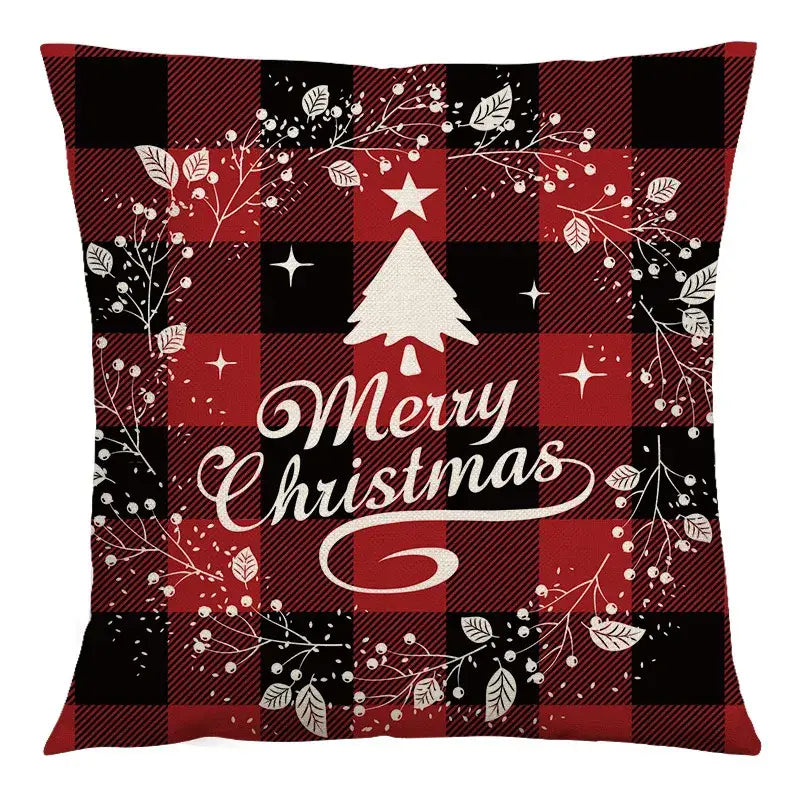 Plaid Christmas Linen Cushion
