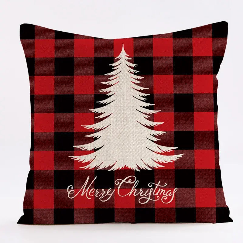 Plaid Christmas Linen Cushion